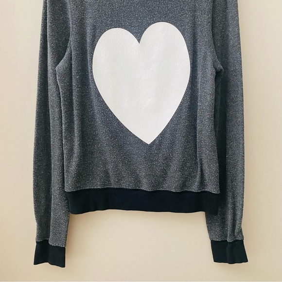 Wildfox Pullover Glitter Heart Sweater Black/White Sz Small - Picture 3 of 10